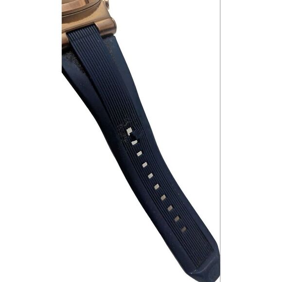 MICHAEL KORS Dylan Blue Silicone Rose Gold Mens Chronograph Watch MK8295 - Picture 5 of 6